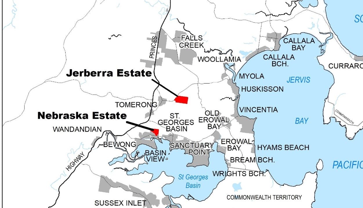 Jerberra and Nebraska Estates - Site Locations