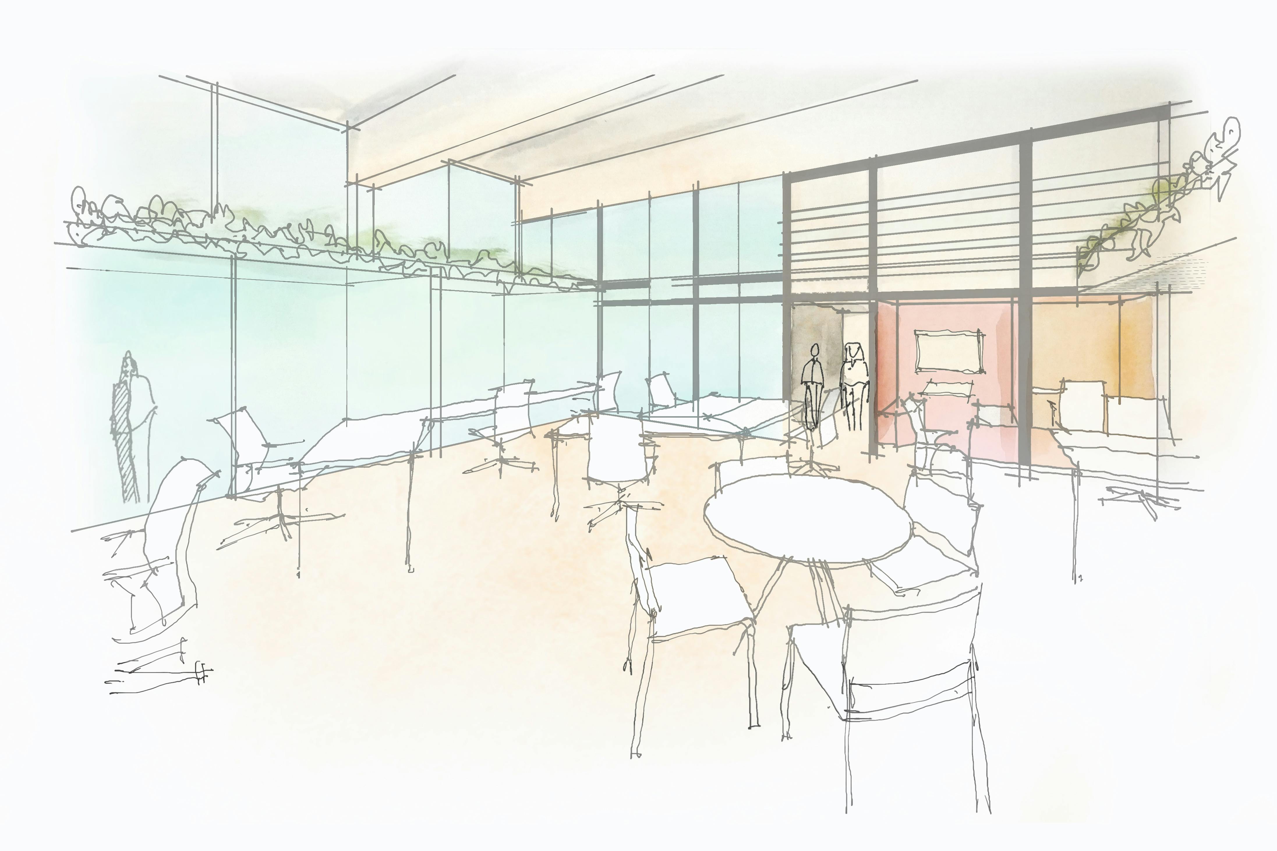 Artist's render of how the cowork space could look
