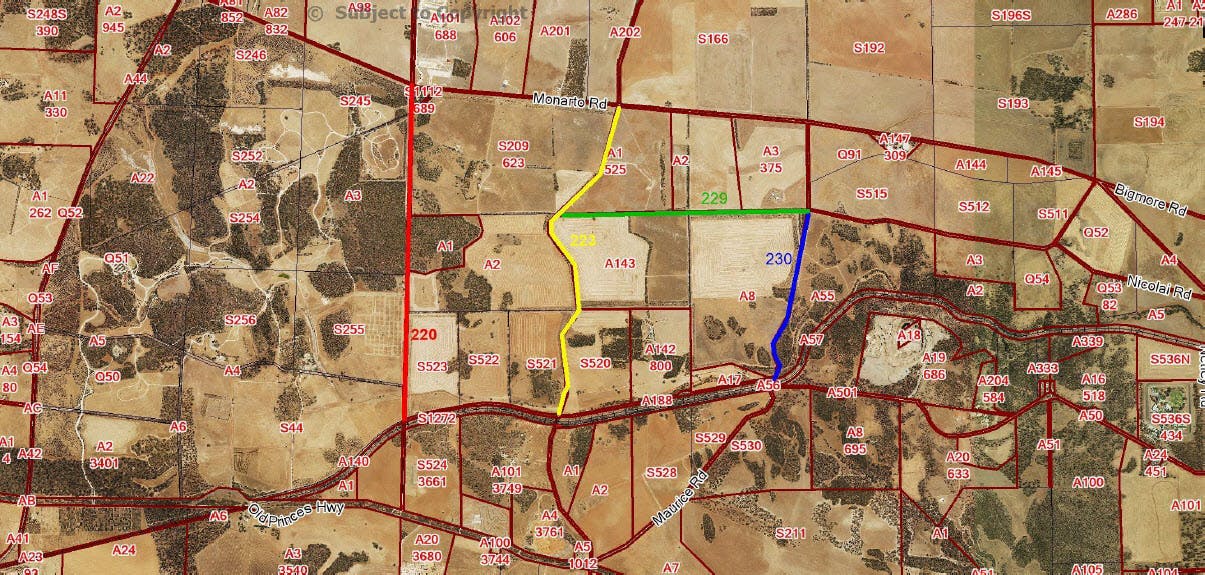 Public Consultation Closure of Unmade Road Reserves Monarto and Rocky Gully Map Image