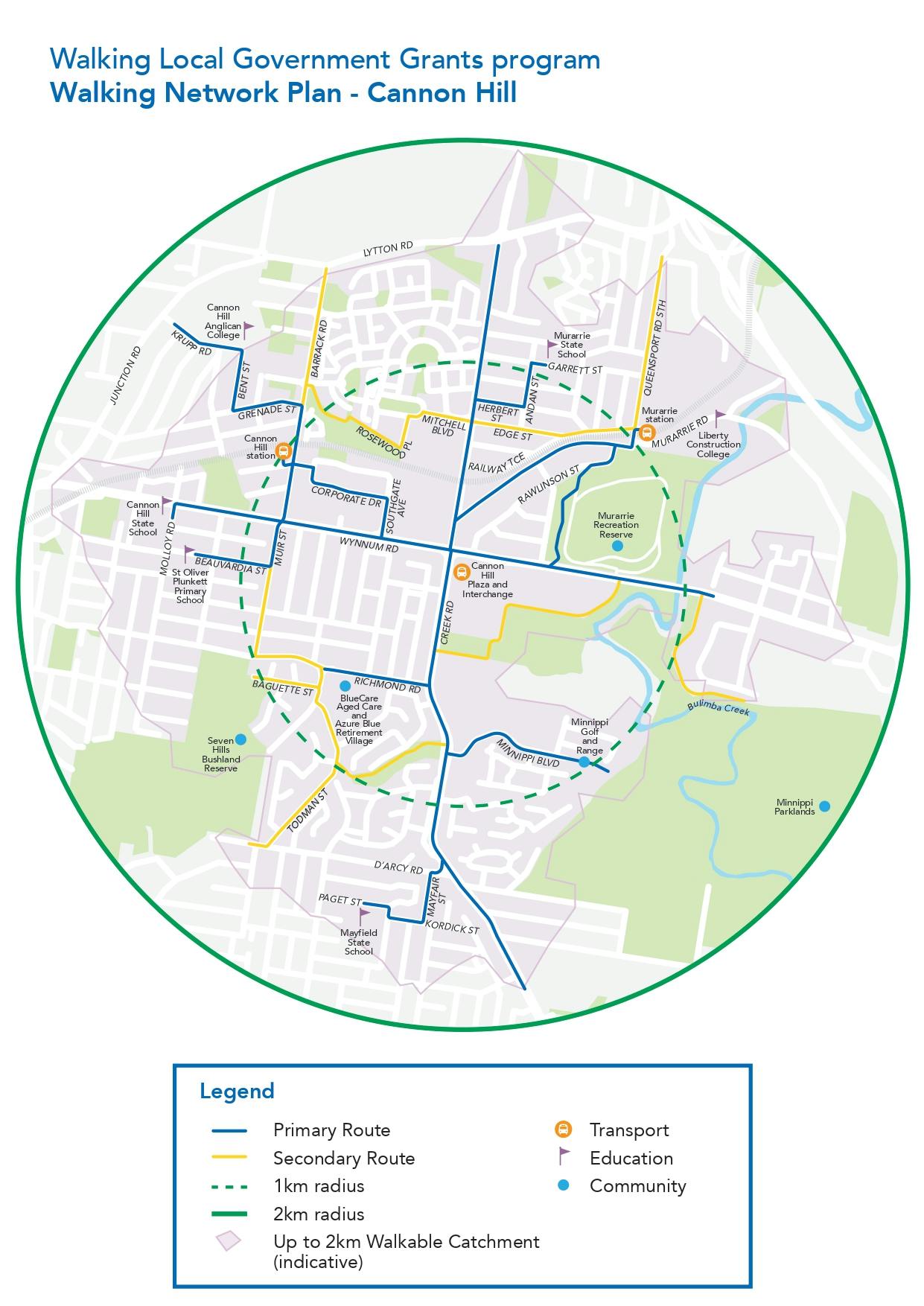 Map of the Cannon Hill Walking Network Precinct