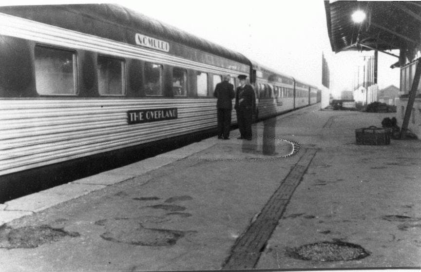 7 J21 Railway Station 1953 The Overland Train.