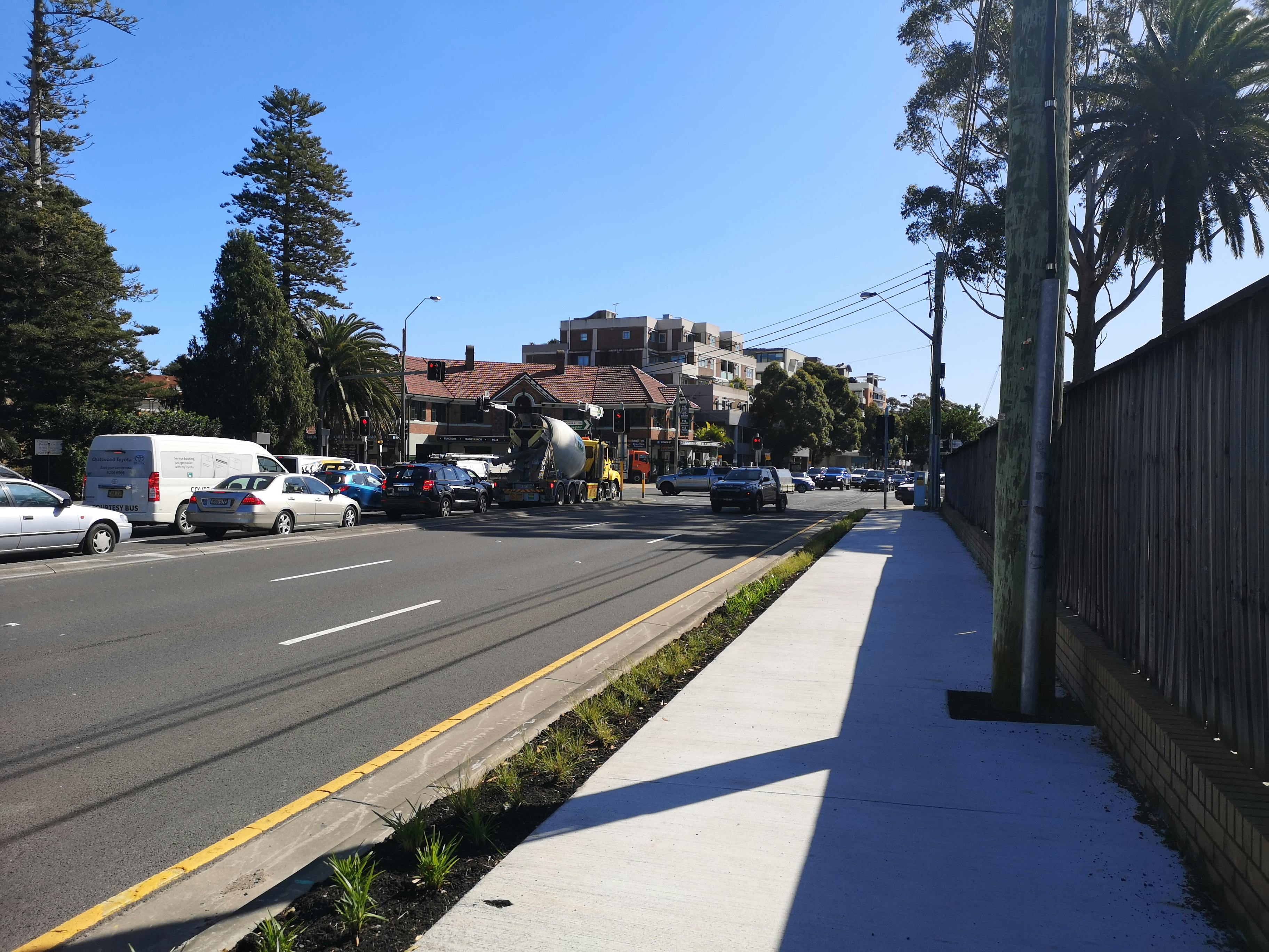 New Chatswood to St Leonards shared path currently nearing completion on Pacific Highway