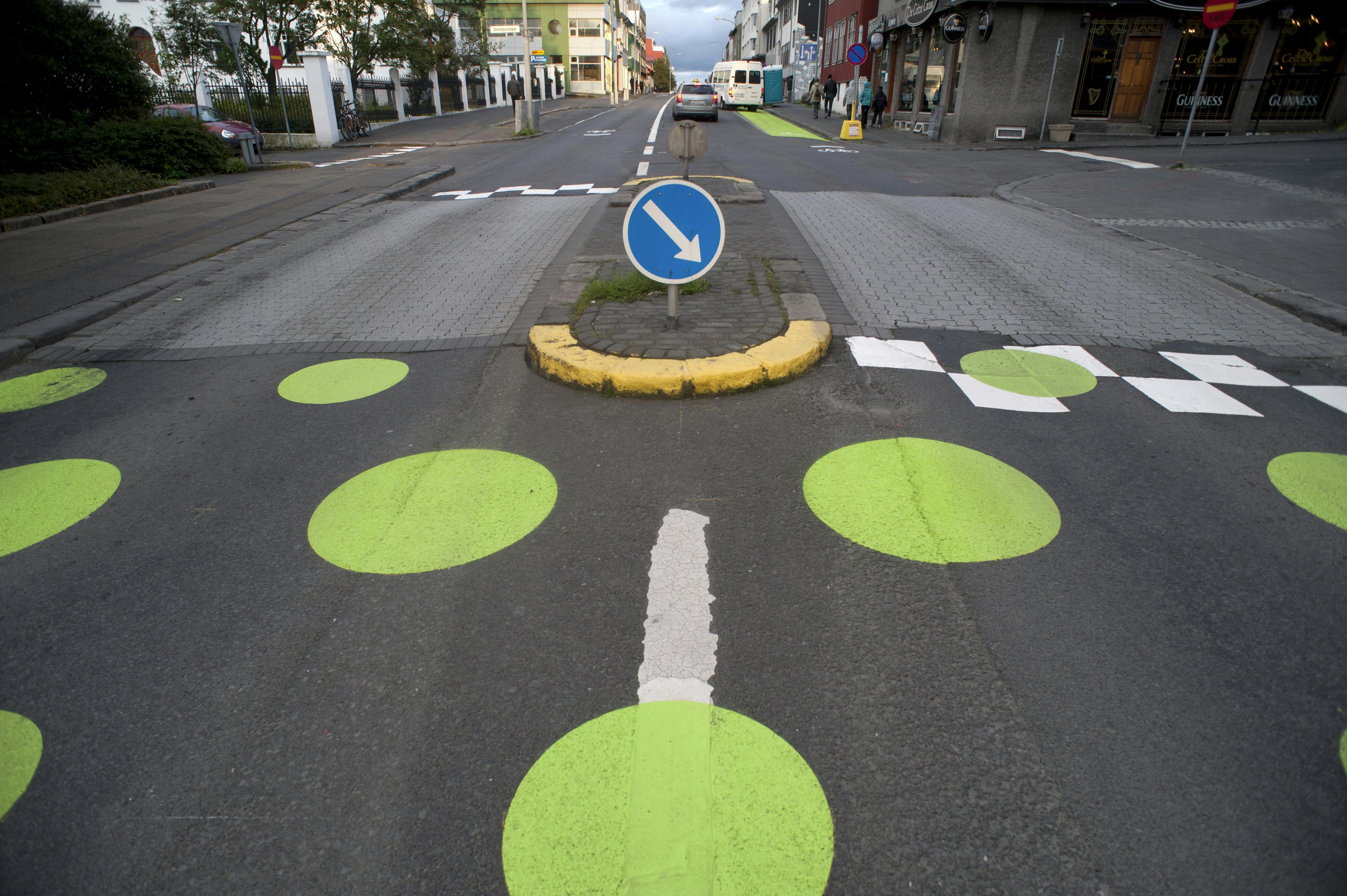 Decorative art treatment on road crossing example