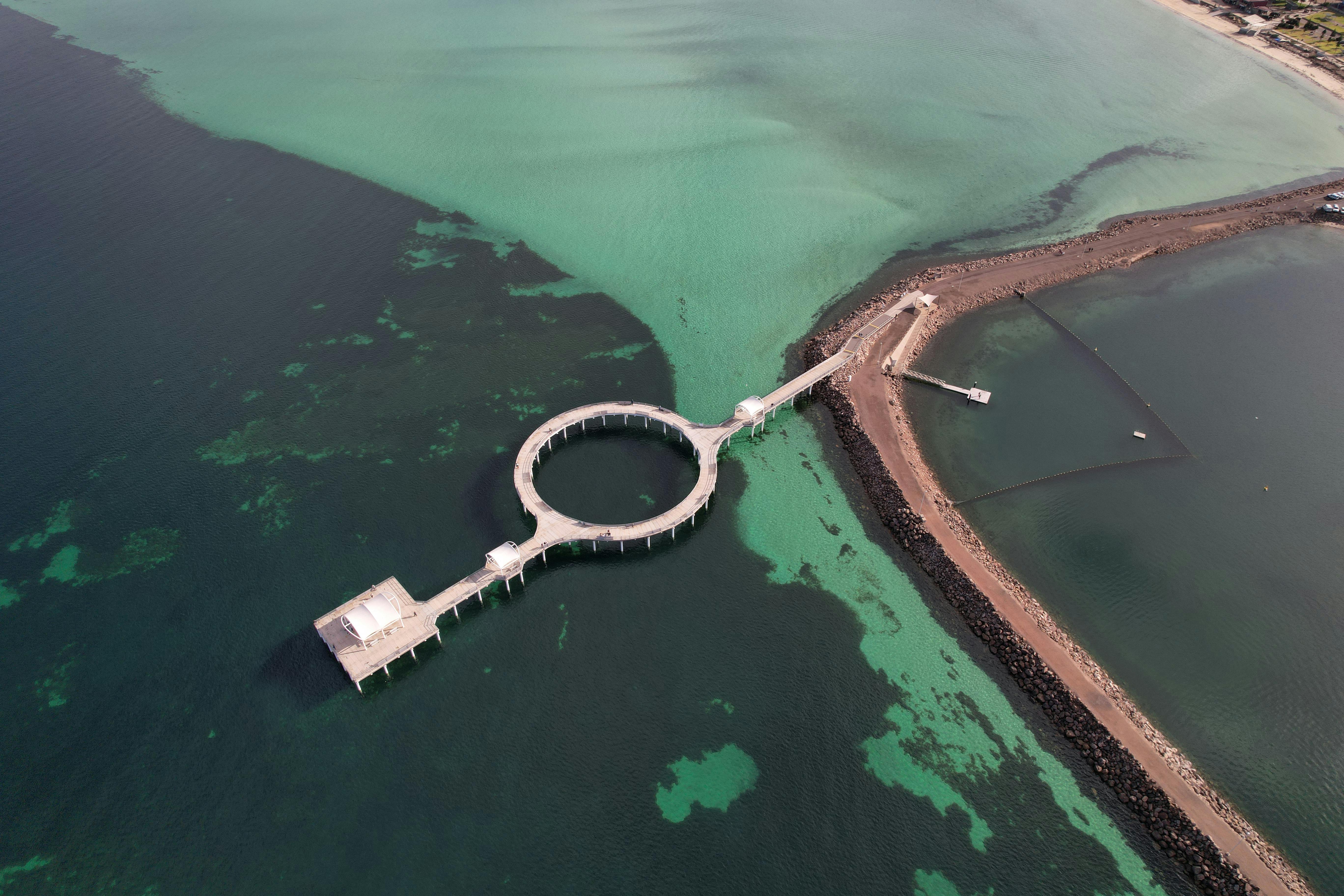 Aerial view of the circular jetty at Whyalla 