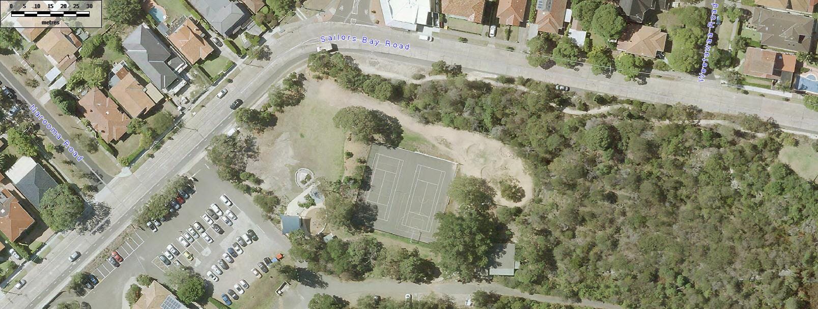 Aerial view of Bonds Corner sports courts