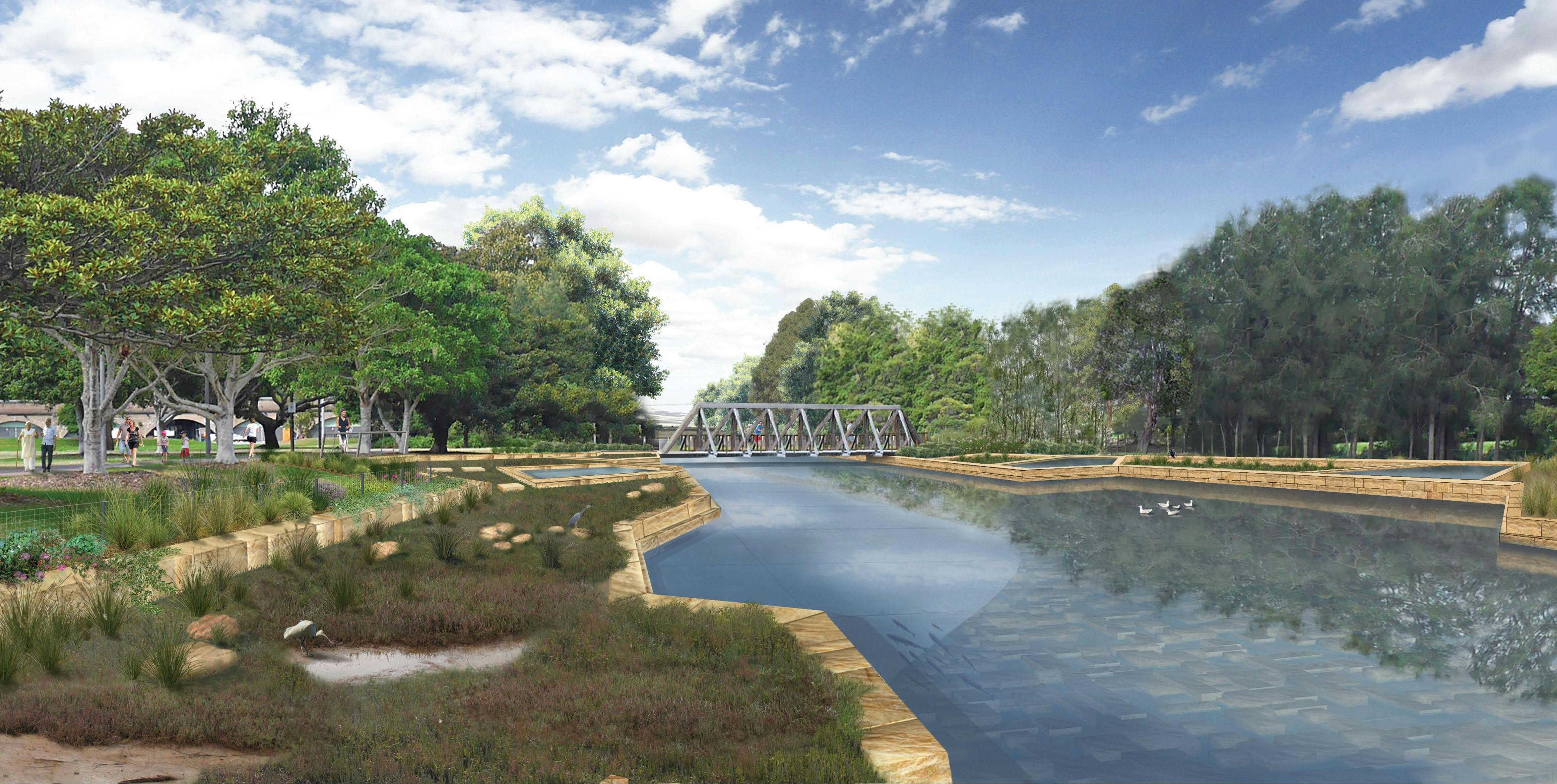 An artist's impression of Johnstons Creek after the naturalisaiton project.