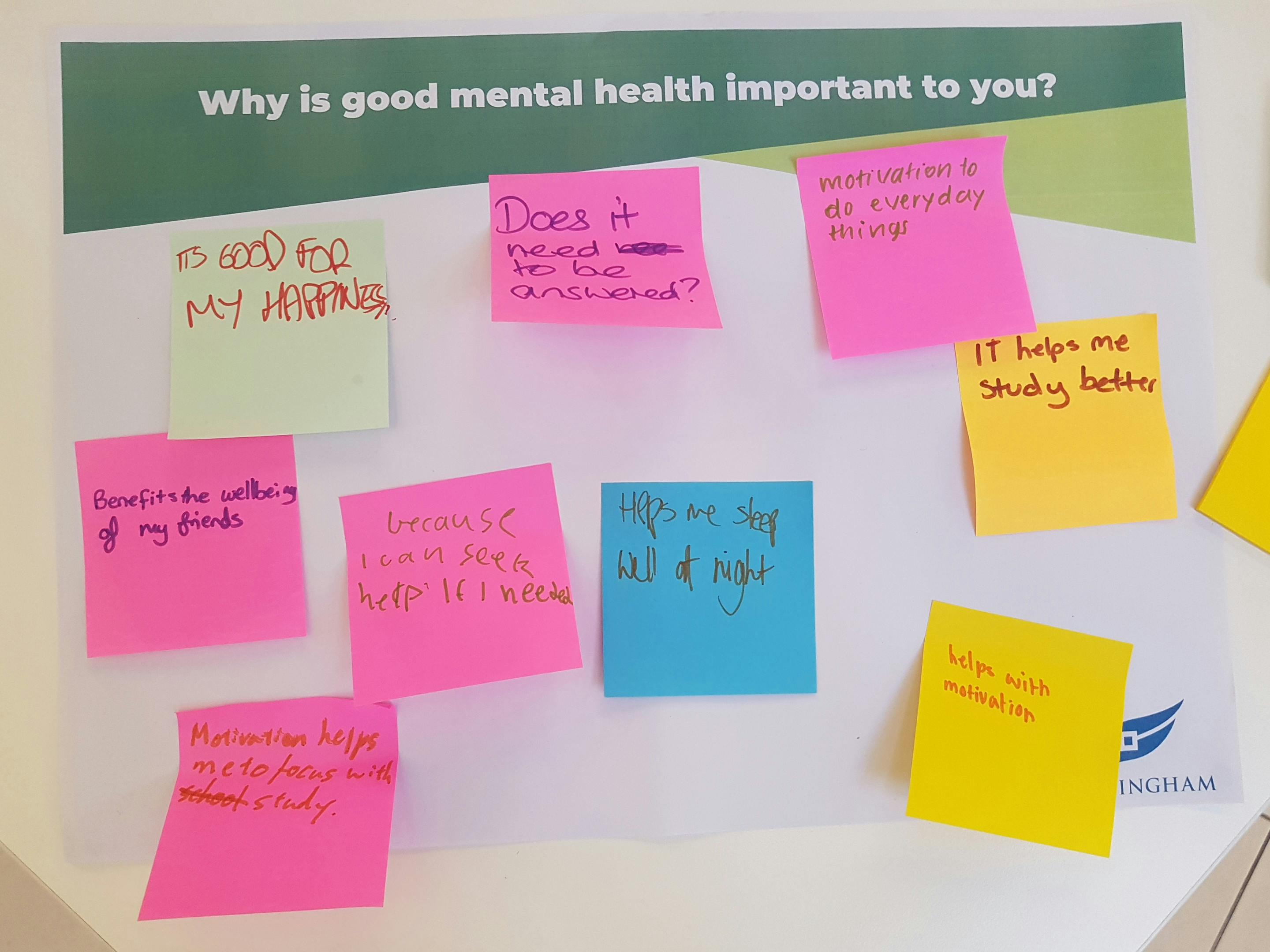 An information stall activity - tell us why good mental health is important to you