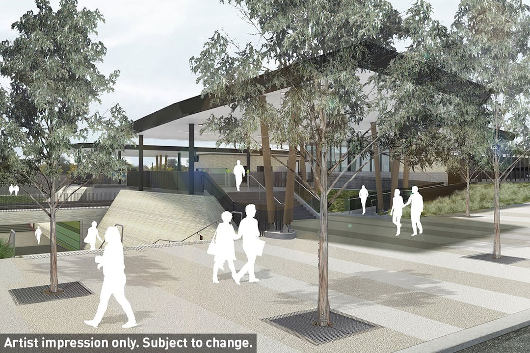 Artist impression of the new Merinda Park Station. Subject to change.