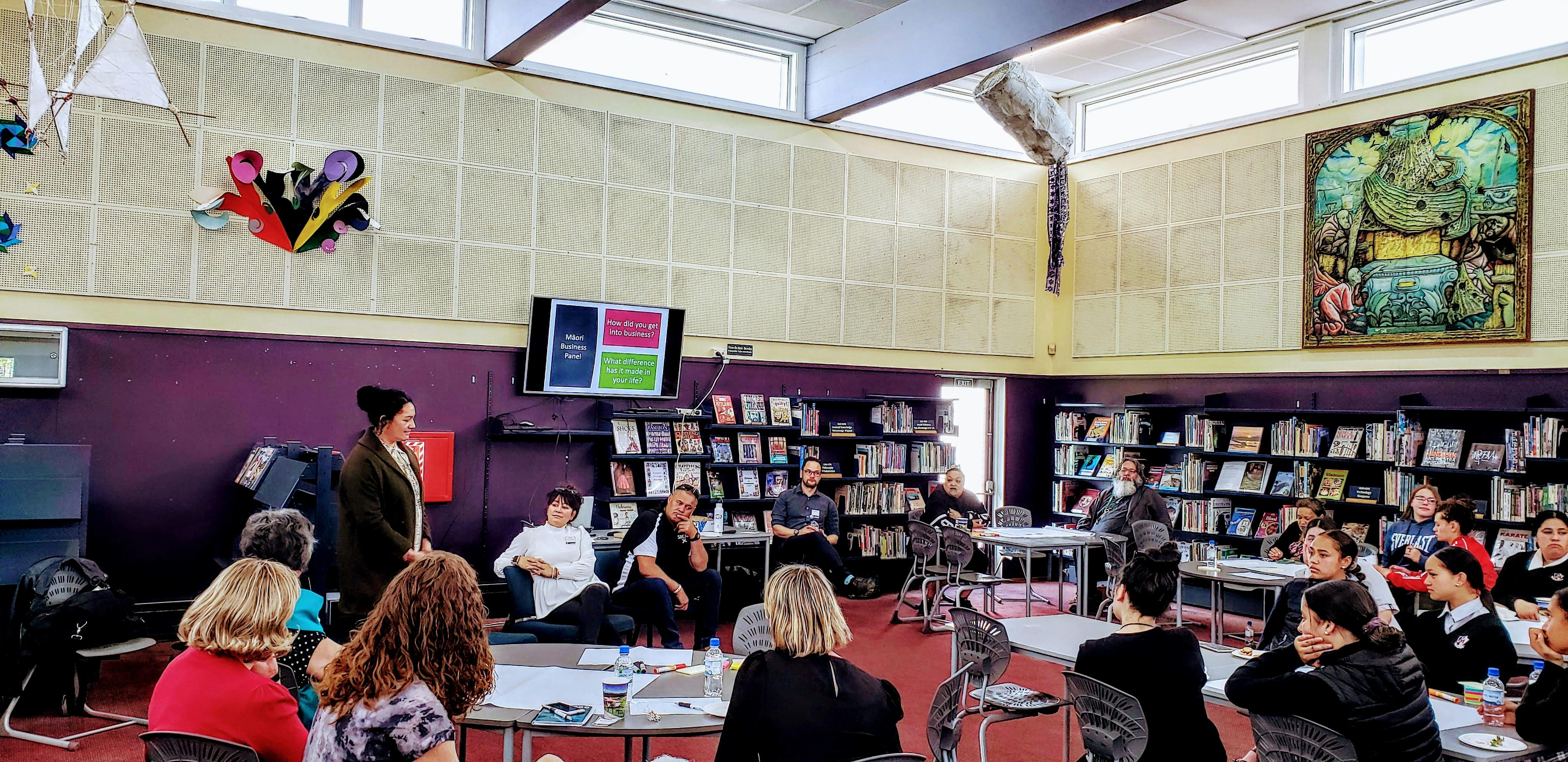 Our local Māori business panelists in front of the Masterton rōpū