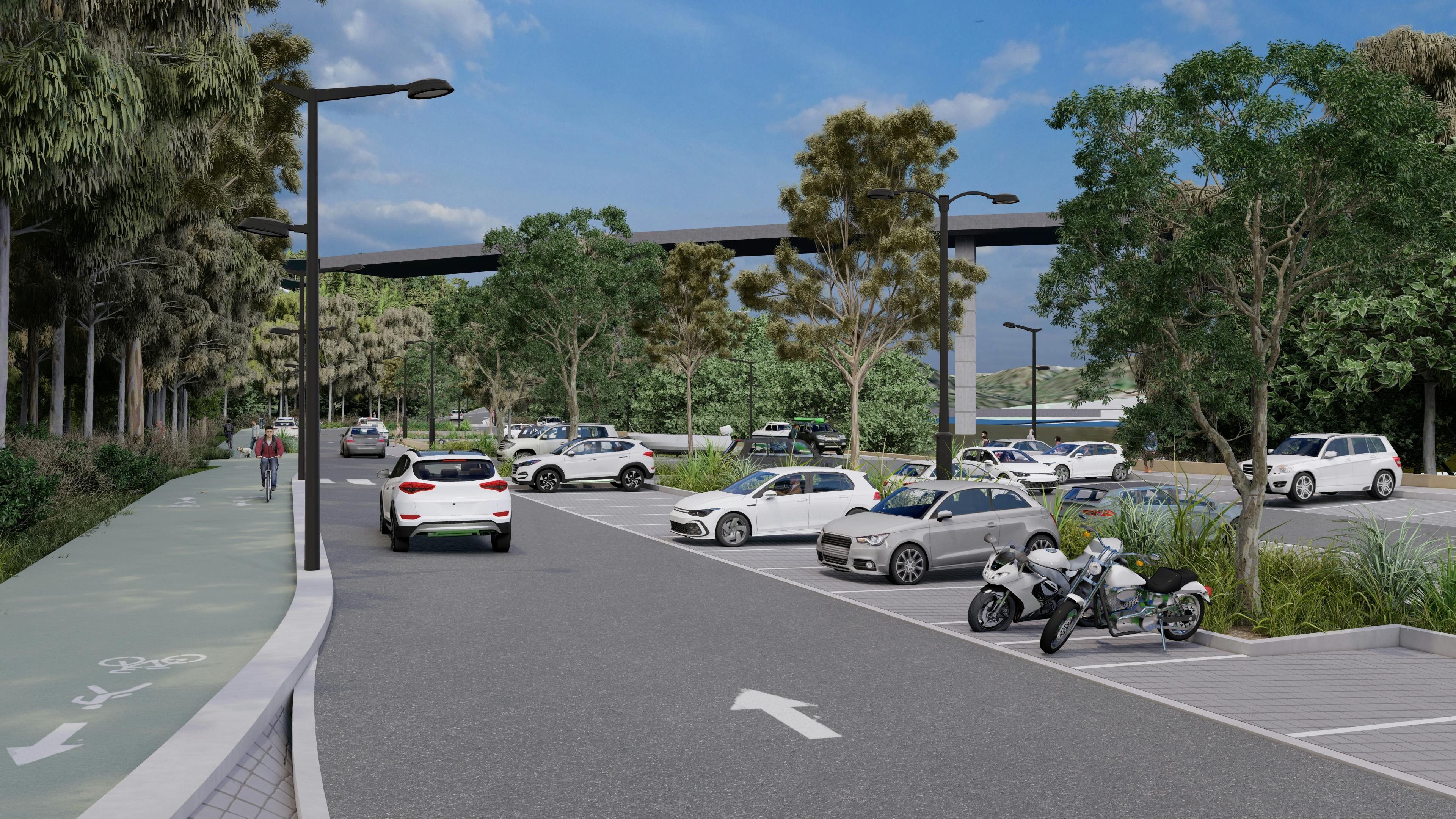 Shared path and parking layout - visualisation