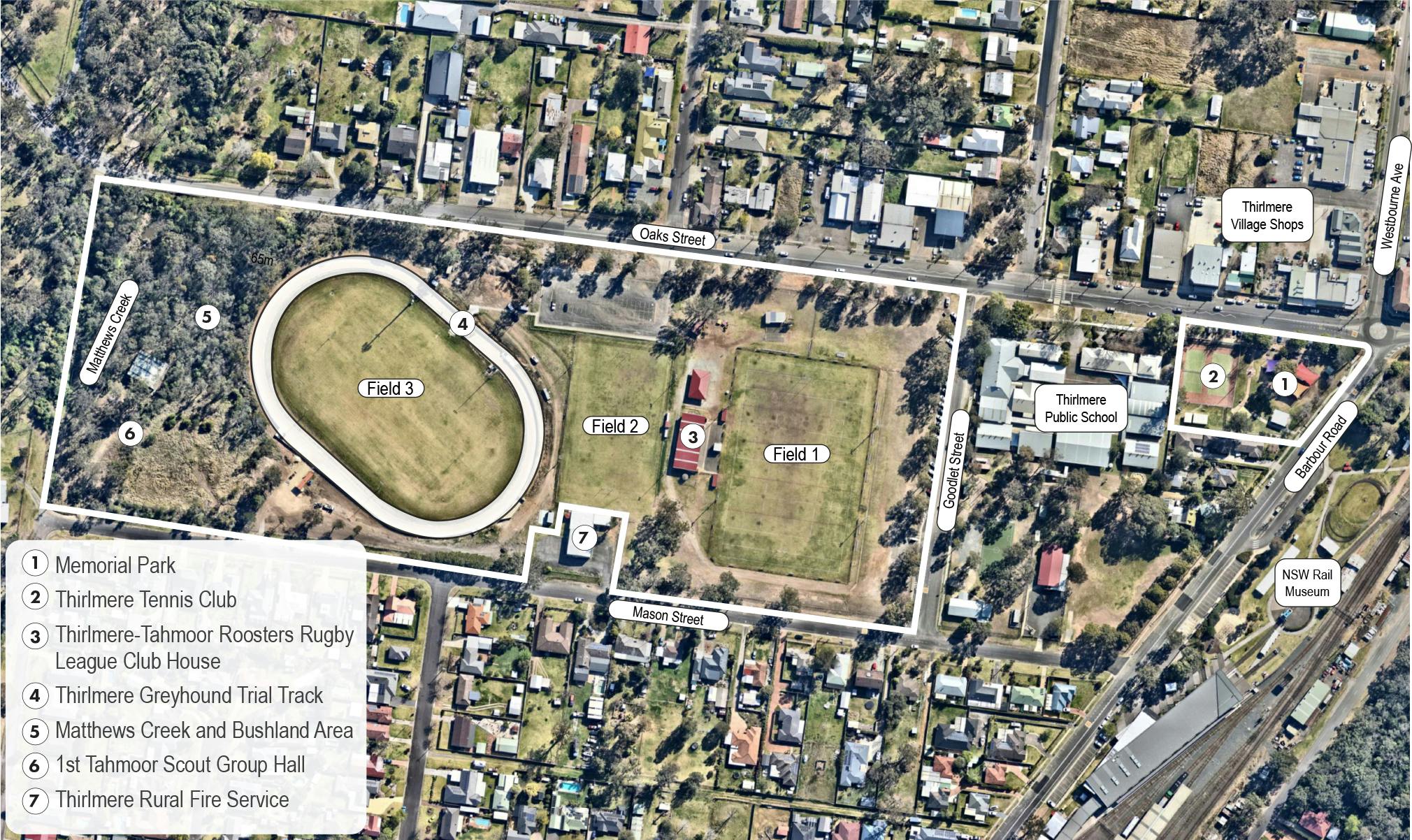 Aerial view of Thirlmere Sportsground and Memorial Park