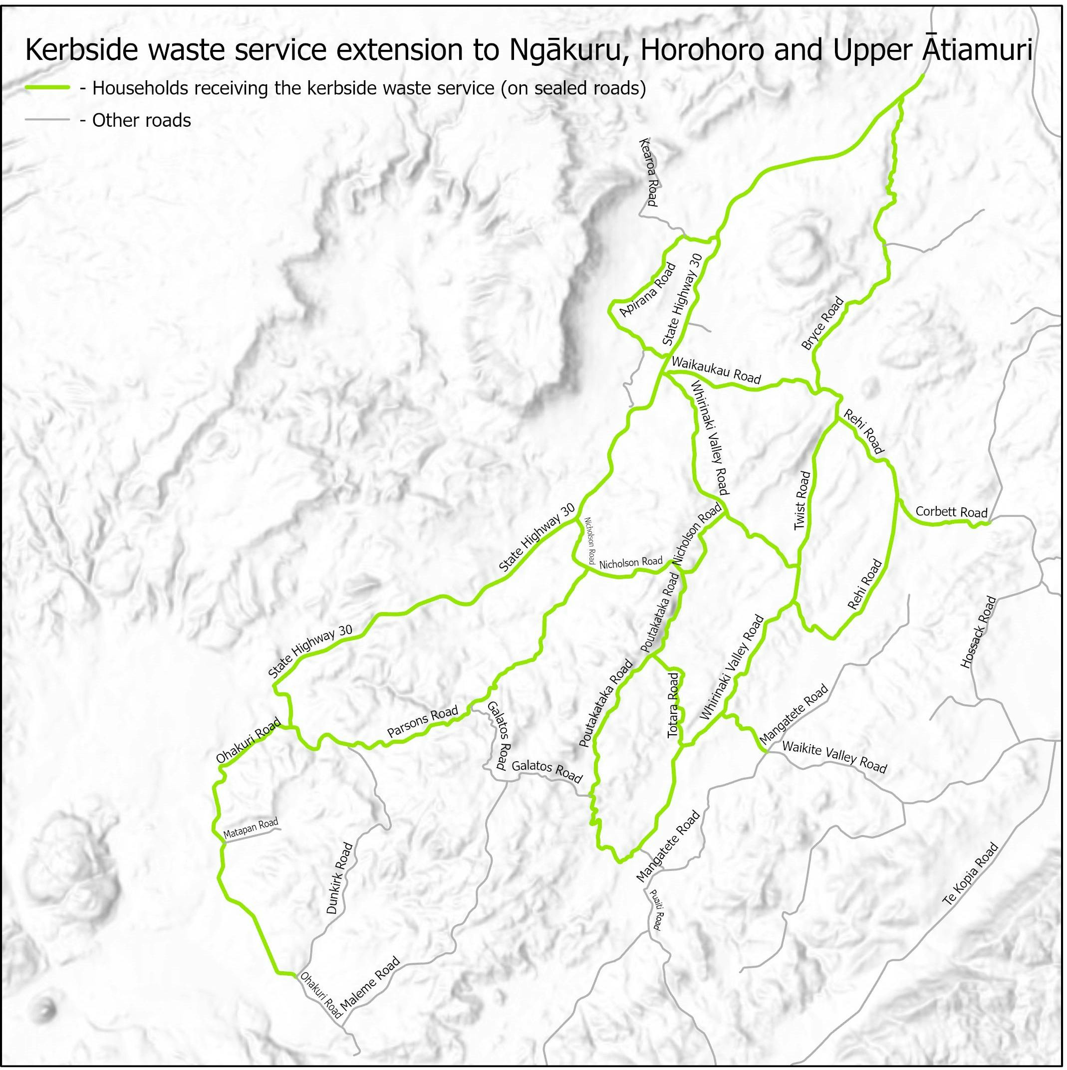 Roads with households receiving Councils kerbside service for January 2022