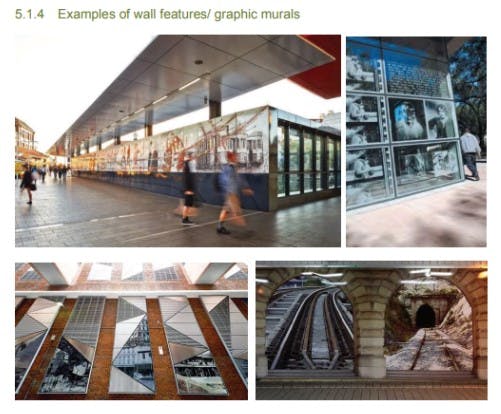 Indicative wall features/graphic murals