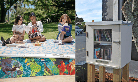 Learning spaces. For example: community book exchange library, stories of local history and culture or outdoor study area. 