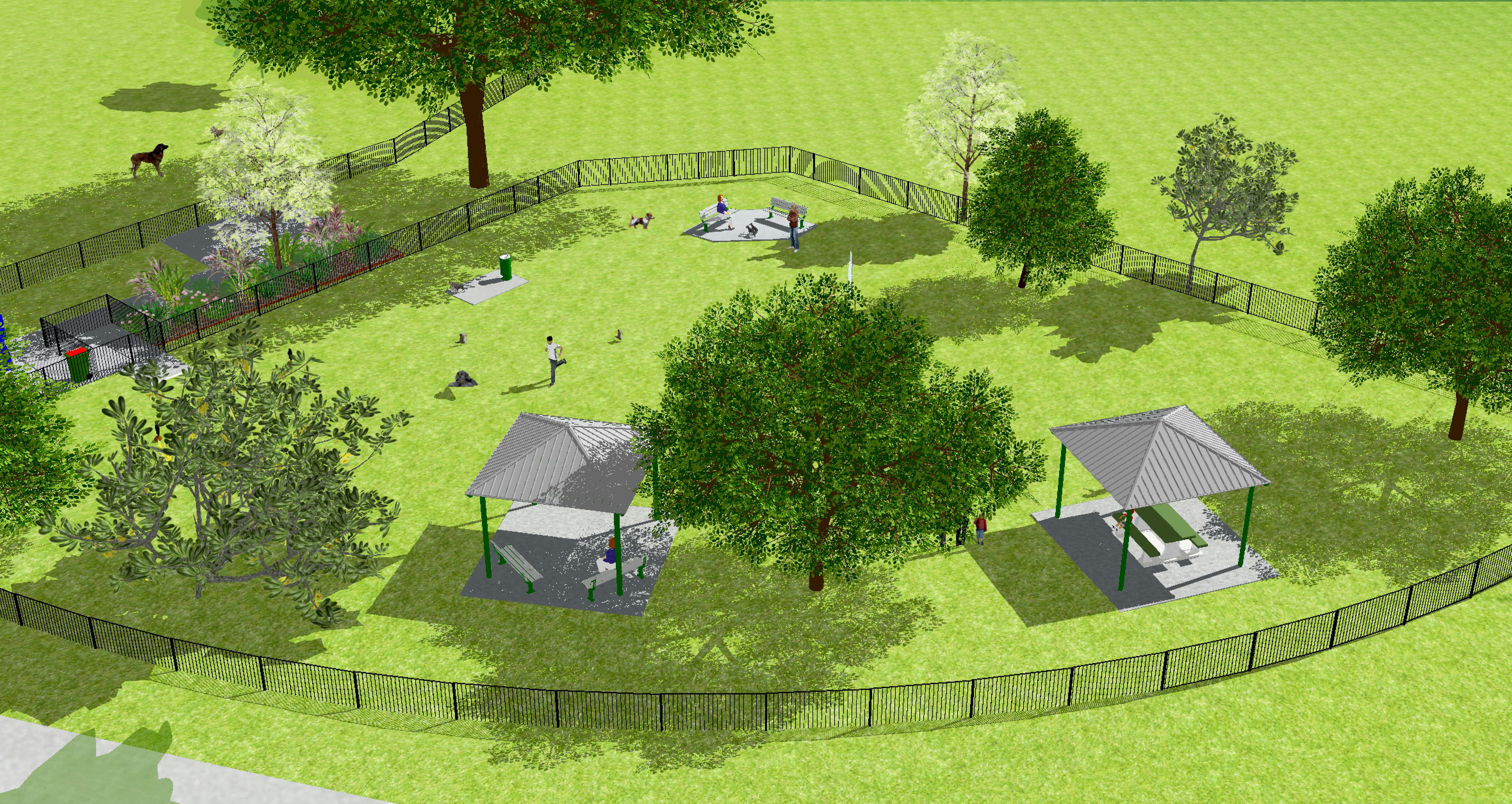 Stage 1A 3D visualisation (BBQ Shelter & Picnic Settings) 