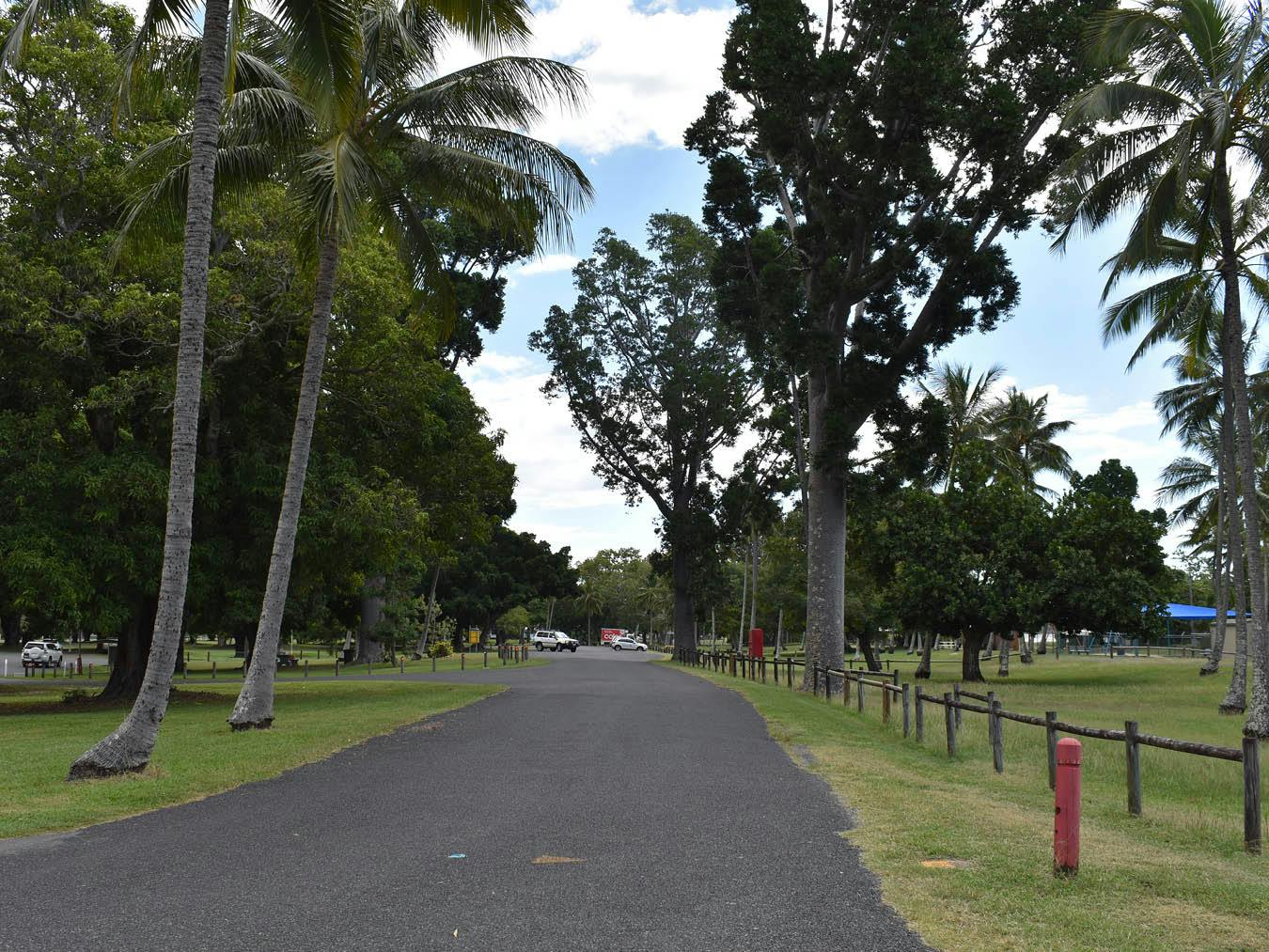 Intersection 1 - Looking west along the centre of Seaforth Esplanade Road towards the existing car park which services swimming enclosure and associated picnic area. 