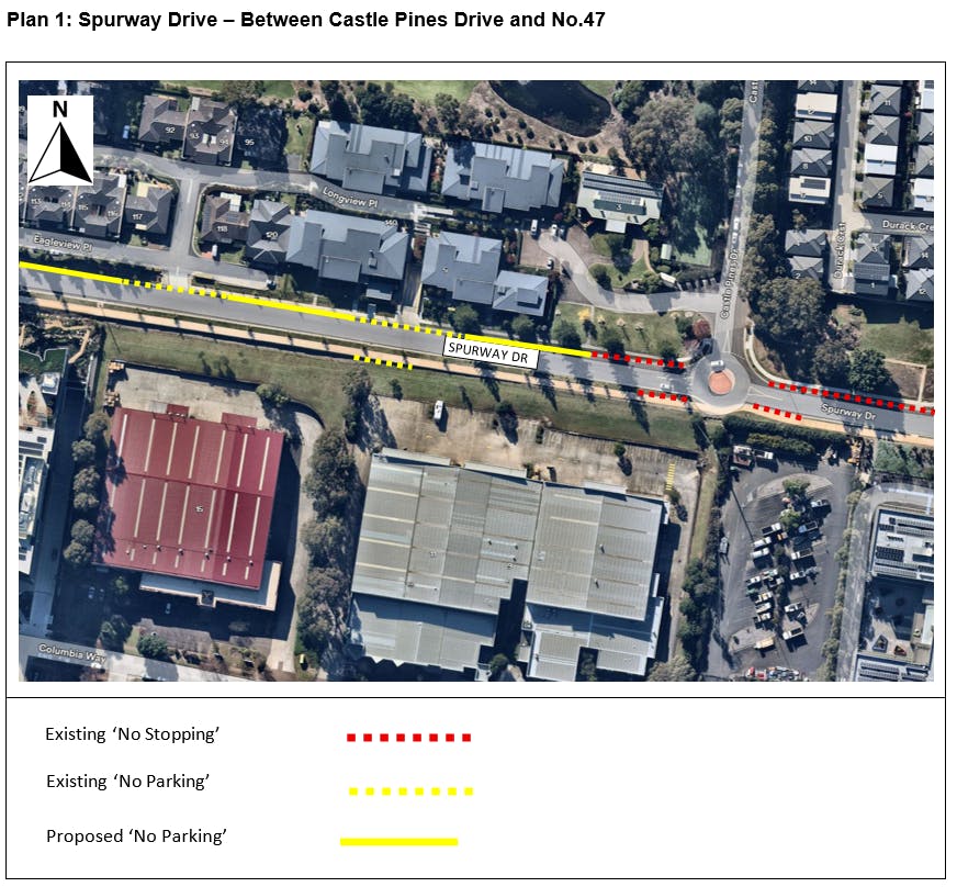 Plan 1 - Spurway Drive - between Castle Pines Drive and No. 47.
