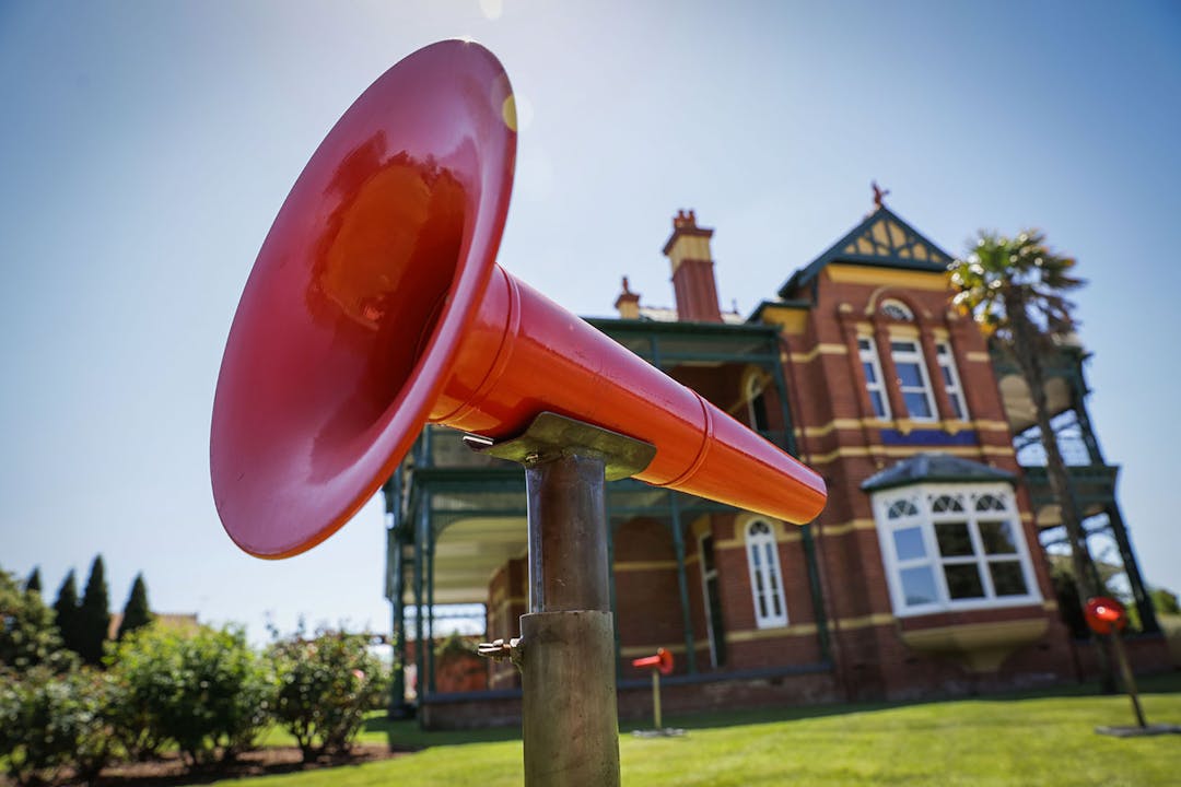 The Megaphone Project, 2017 Madeleine Flynn and Tim Humphrey The Megaphone Project, 2017 Installation View: Bundoora Homestead Art Centre Photograph by Nicole Cleary The Megaphone Project was presented by Darebin Music Feast 2017