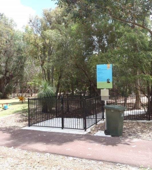 Example of Education Board and Double 'air lock' gates in the fence