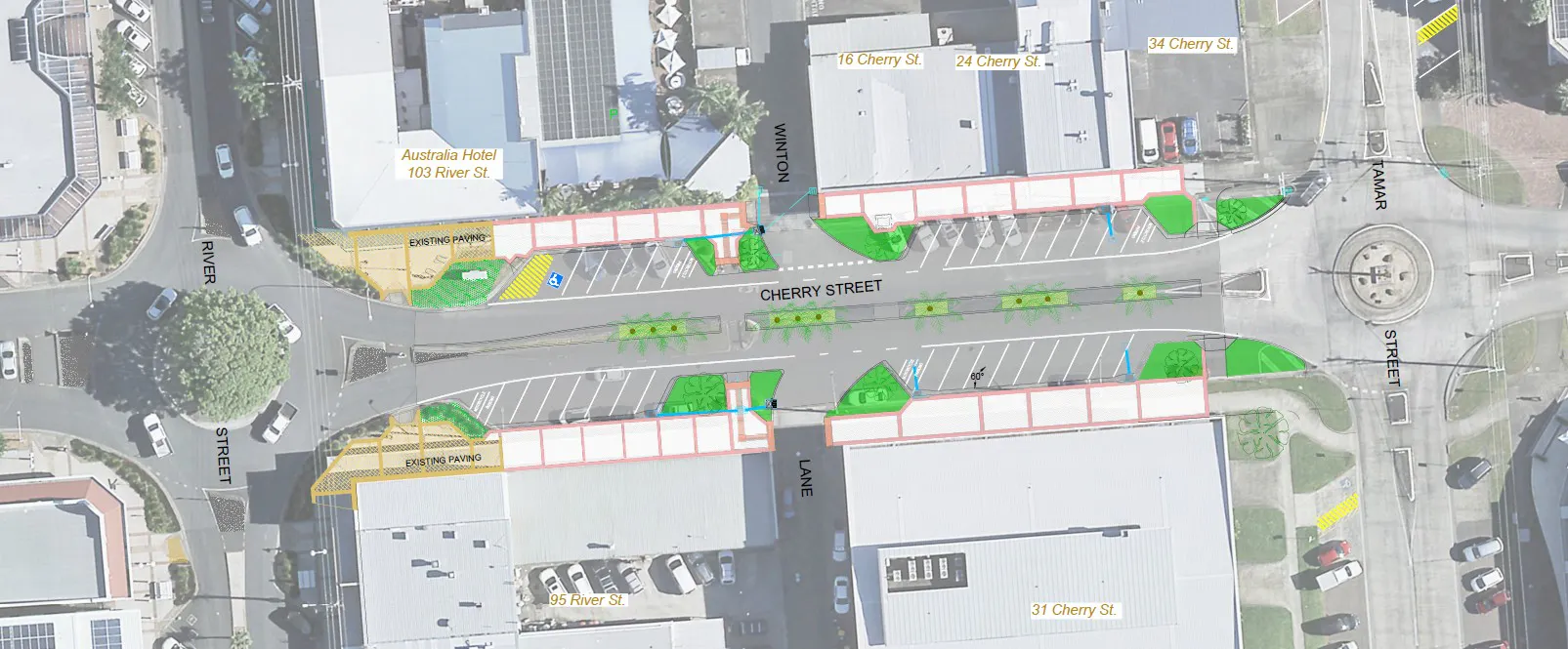 Cherry Street Reconstruction and Beautification ariel view