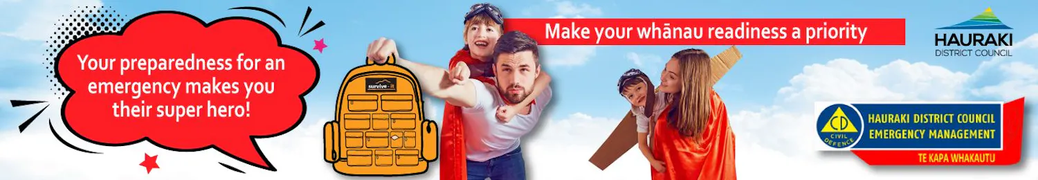 Your preparedness for an emergency makes you their super hero! Image of two parents, each holding a child