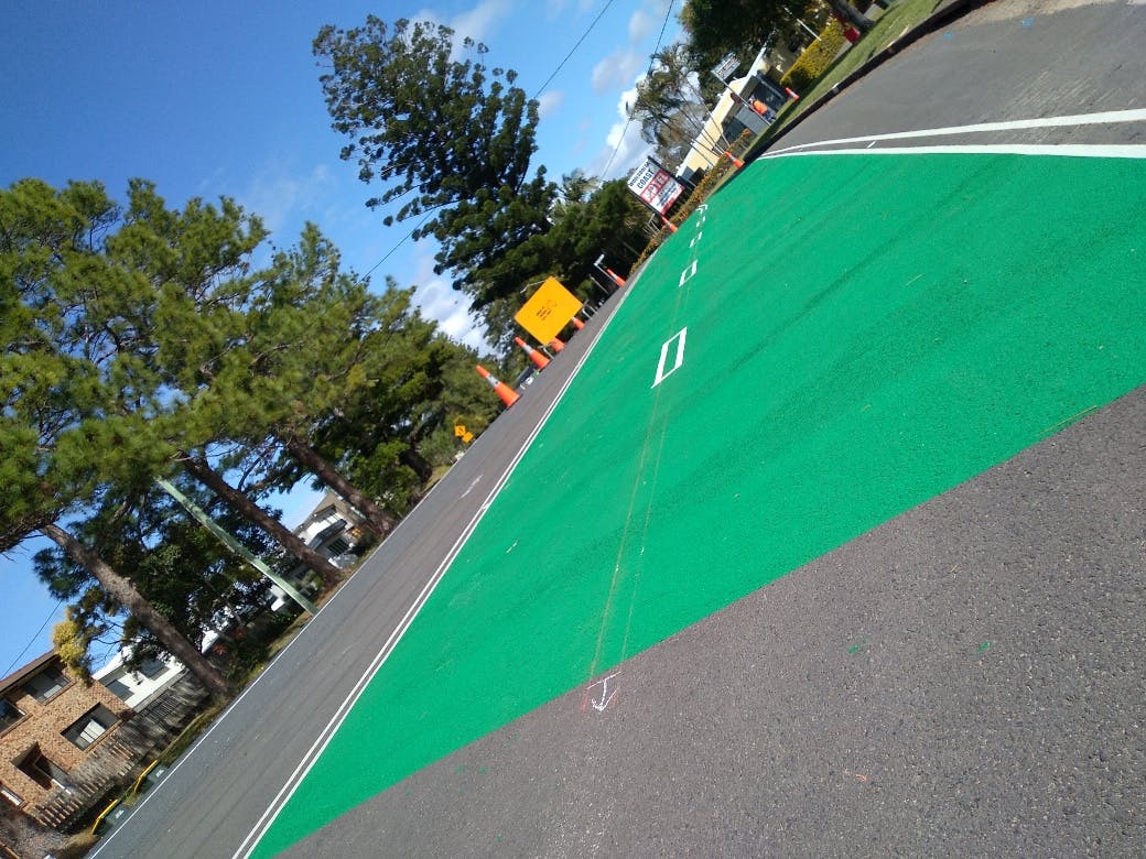 Line marking of bike lane near Bultitude Street intersection