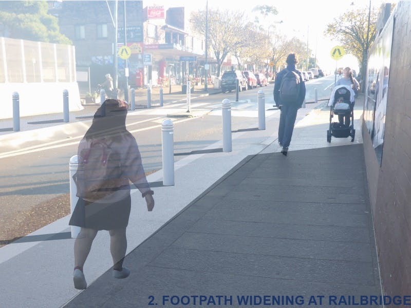 Proposed footpath widening at Rail Bridge