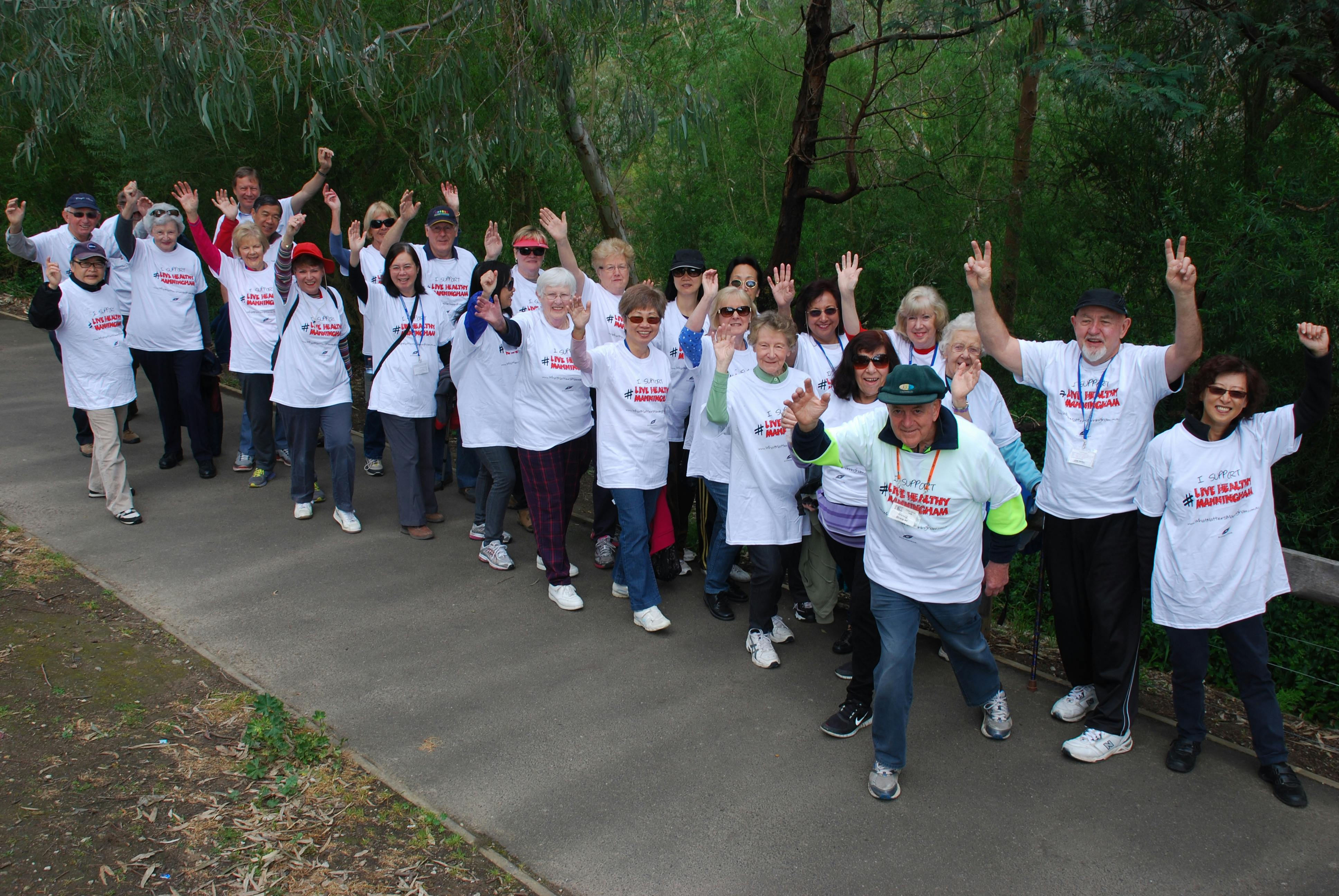 The Manningham U3A Walking Group show thier support for the #LiveHealthyManningham campaign.