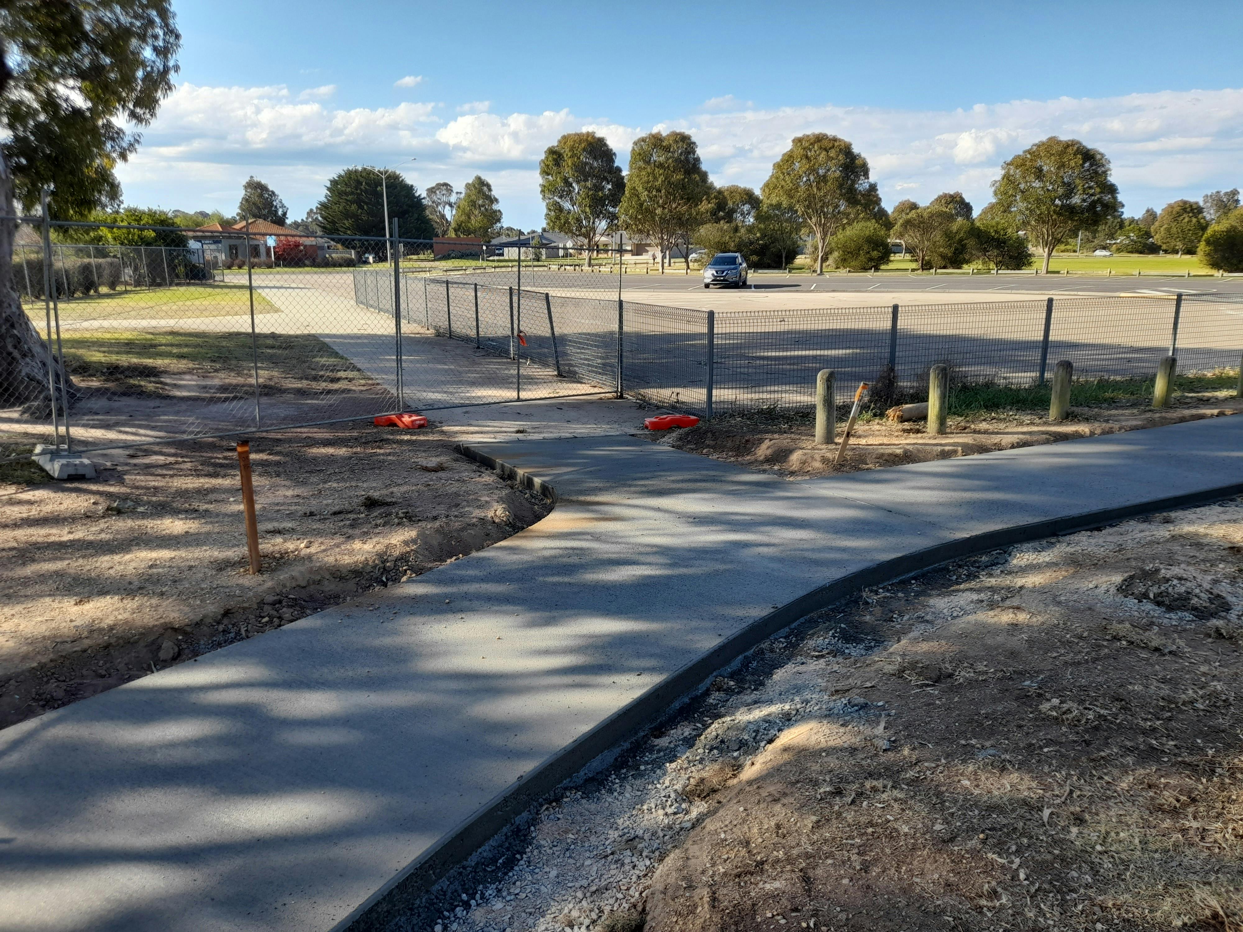 pathways connecting the car park to the playground have been completed