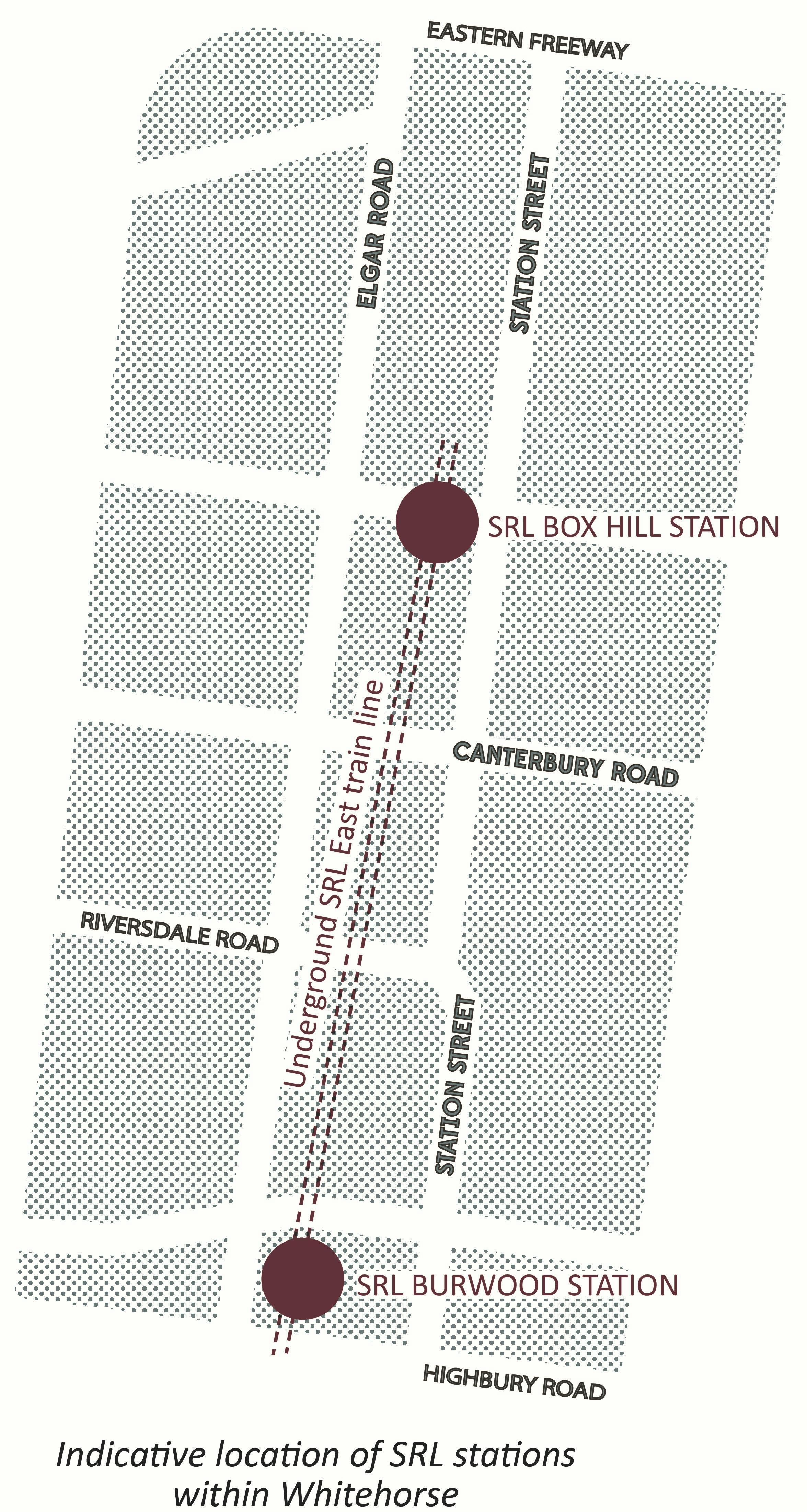 Indicative locations of SRL stations in Whitehorse