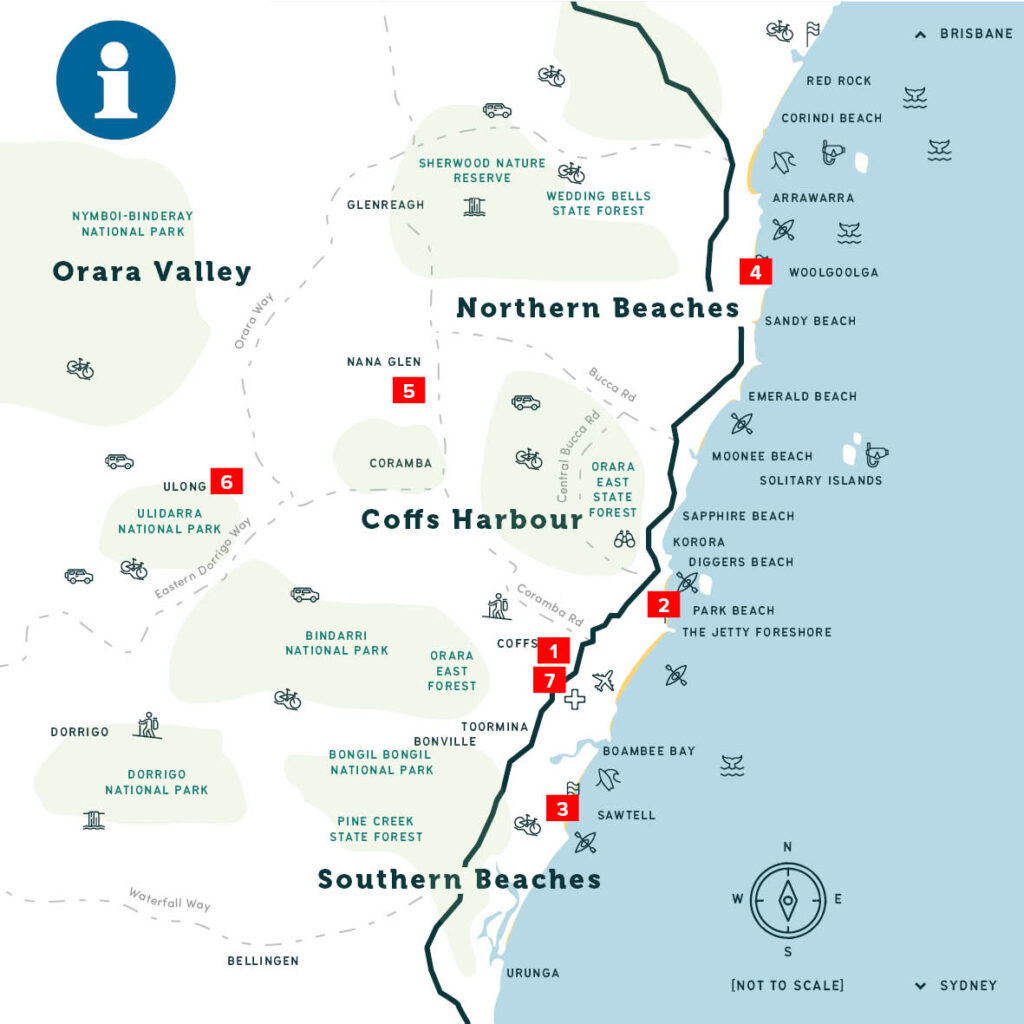 Coffs Coast Tourism Strategy 2023 Have Your Say Coffs Harbour   Aae7d60c92b613099dd8552ebb8d846b Sq Map Of Hubs Outlets 1024x1024 