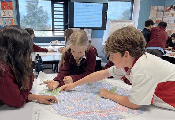 Stage 1 - August 2022 - Year 5 students mapping proposed 'active paths' to Willoughby Public School.png