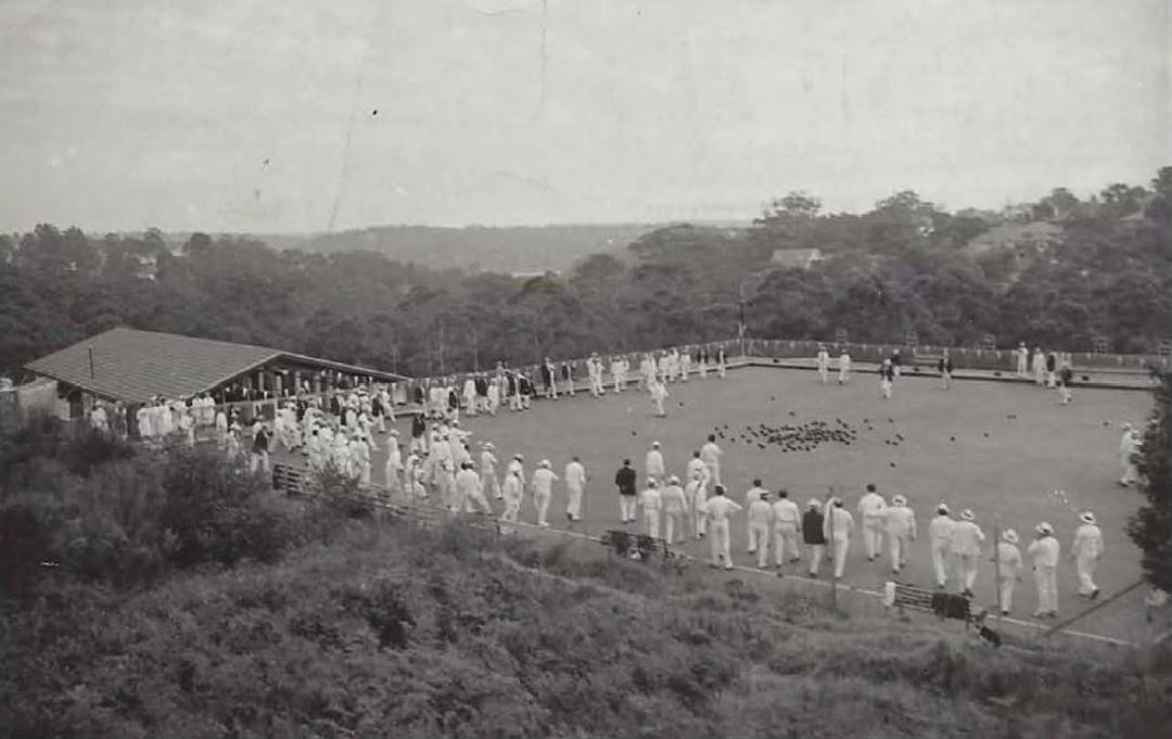 Historic photo of the bowling green in use