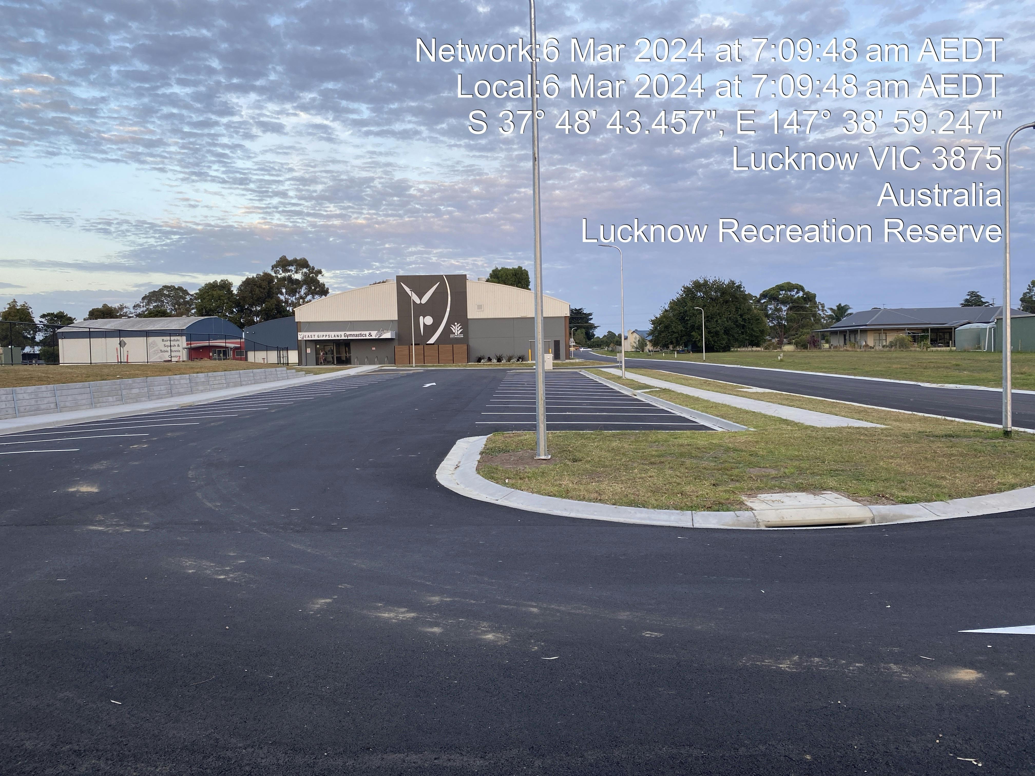 carparking complete with line marking and light poles installed - 6 March 2024