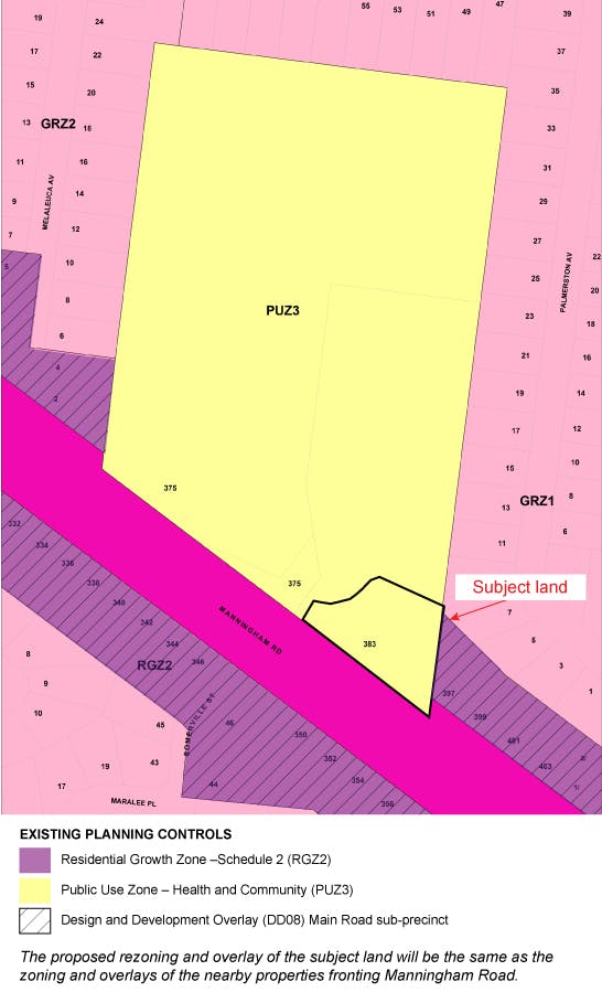 383 395 Manningham Road Existing Planning Controls