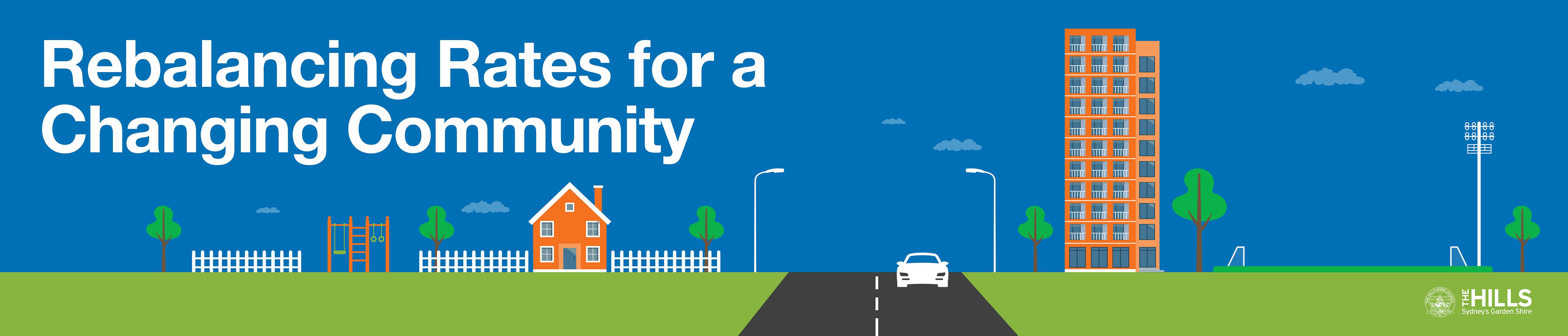 Rebalancing Rates for a Changing Community website banner.