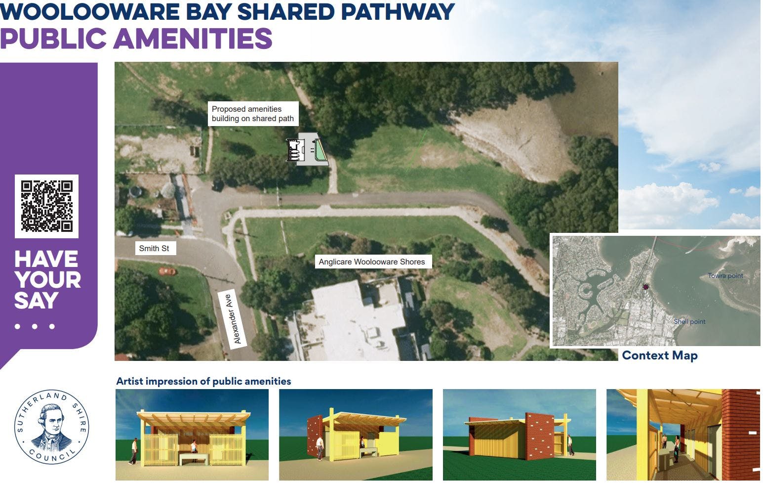 Woolooware Bay Shared Pathway public amenities concept plan 