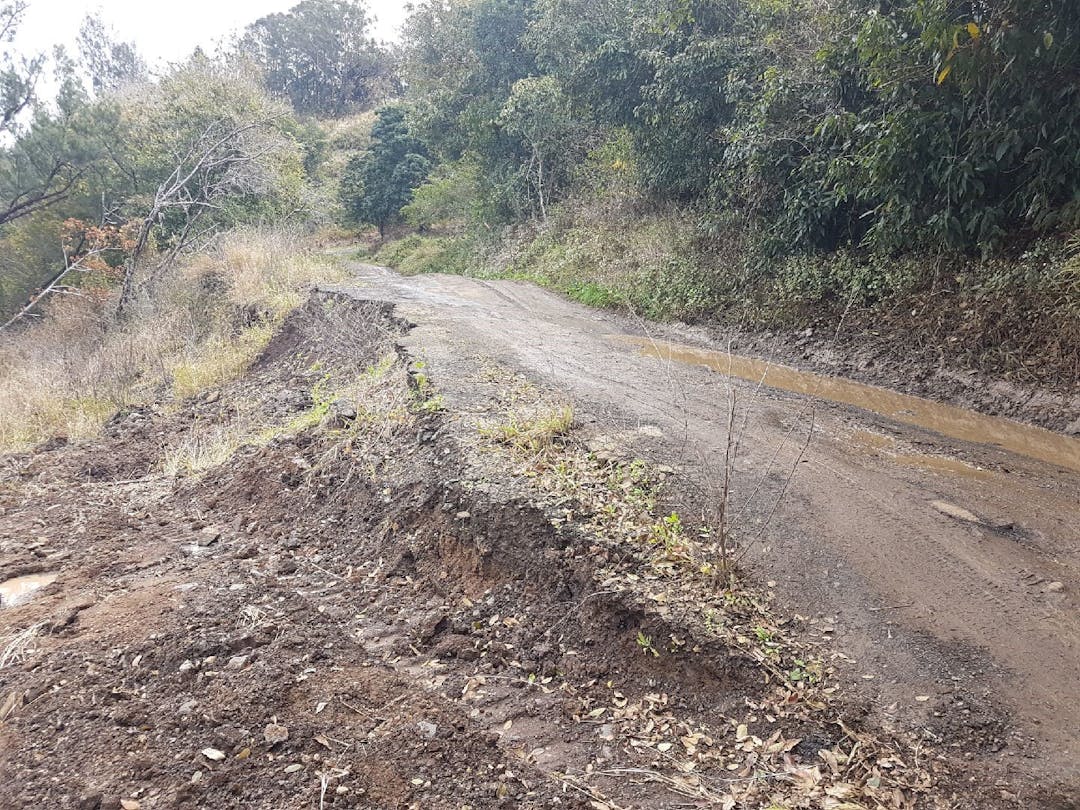 This is a photo of Oakey Creek Road Landslip