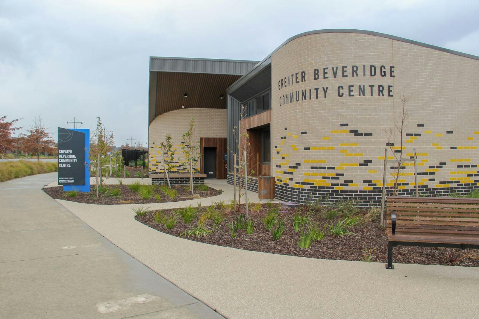 Gardens looking from east to the entrance of Centre