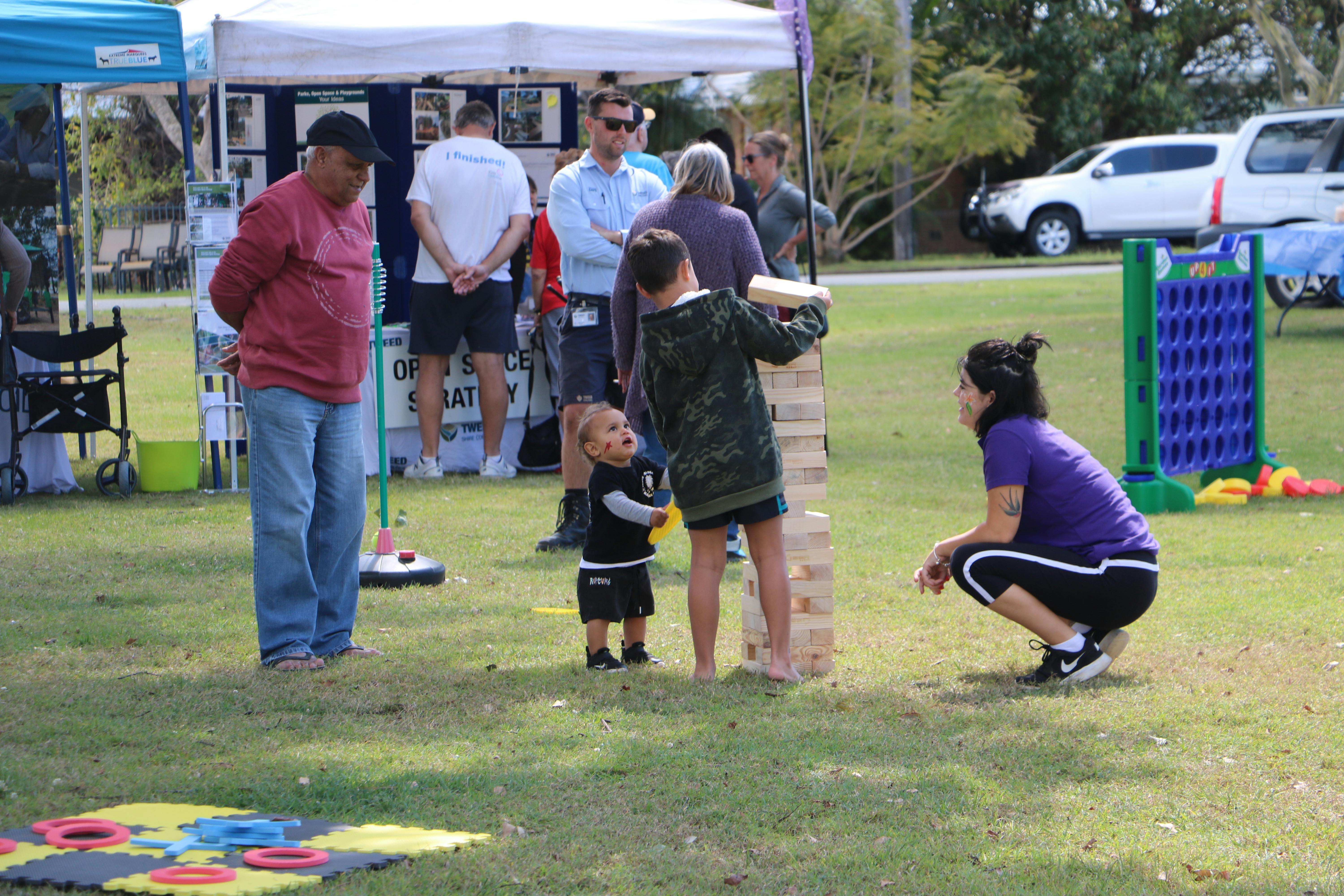 Local families enjoying the Family Fun Day activities. 